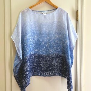 JJill Blue Ombré Airy Weave Poncho
